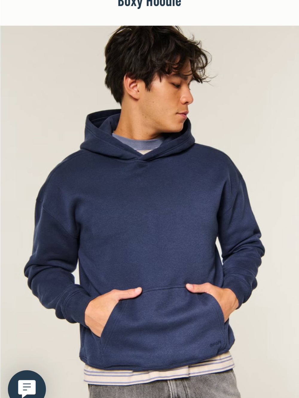 Hollister Men's Dark Navy Pullover Hoodie